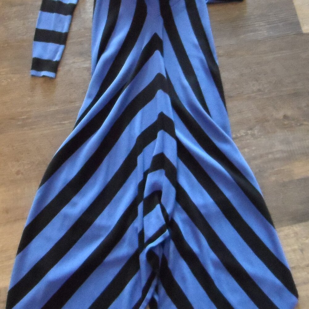 Sweater Dress Maxi Blue & Black Striped Size Med by Cyrus